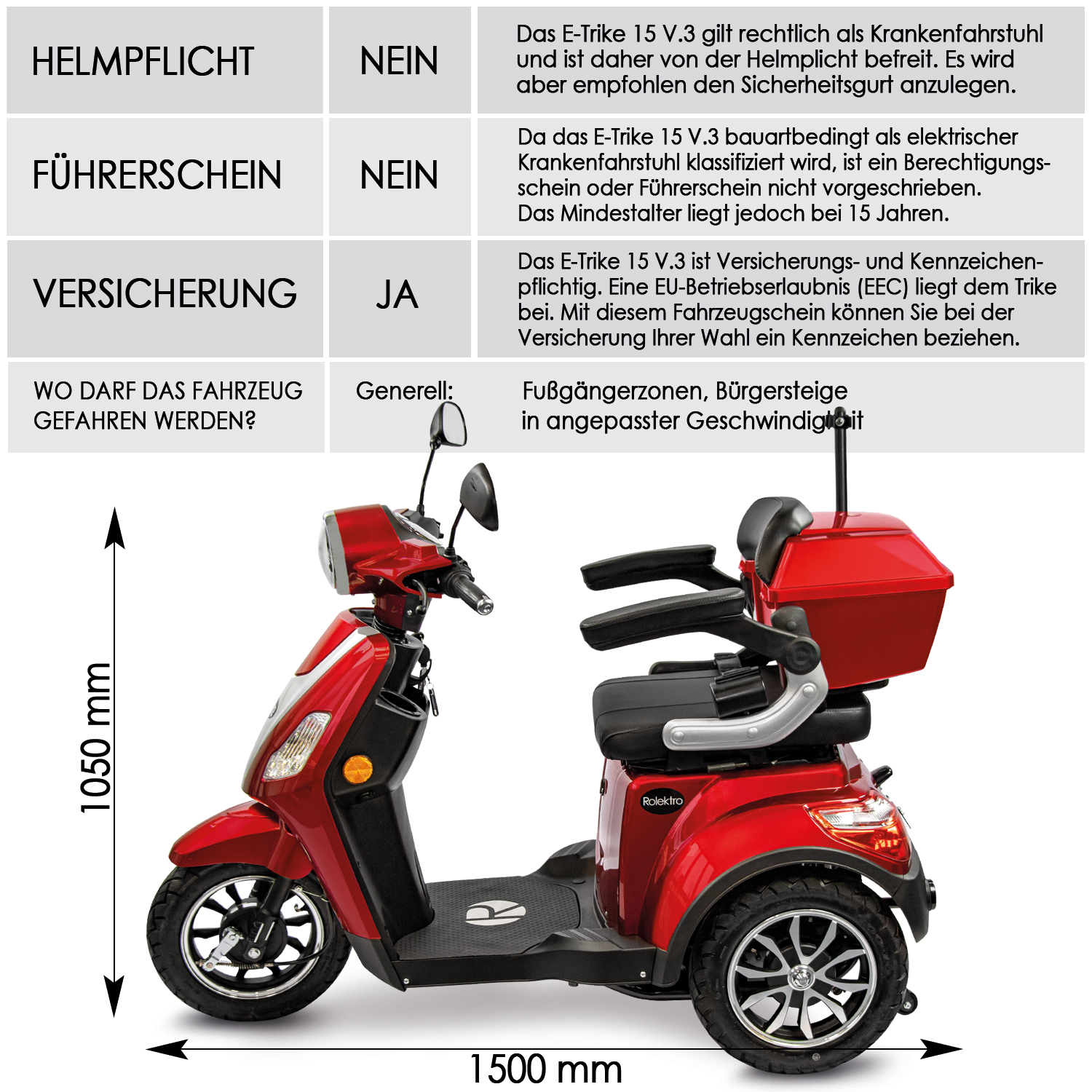 E-Trike 15 V.3 (15 km/h) - E-DRIVE-POINT GmbH | NIU Premium Store Augsburg  | E-Bikes Augsburg | Elektroroller Augsburg | Elektromotorrad Augsburg | E-Mobile  Augsburg | Seniorenmobile Augsburg